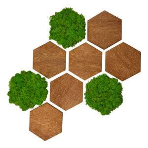 MOSS HEX FUSION Zestaw paneli dekoracyjnych heksagony 9 szt. jasny zielony