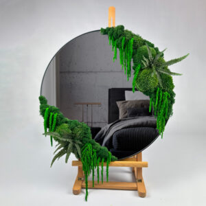 Lustro dekoracyjne 50 cm GREEN MOSS MIRROR z mchem i roślinami stabilizowanymi