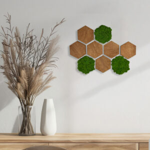 MOSS HEX FUSION Zestaw paneli dekoracyjnych heksagony 9 szt. ciemny zielony